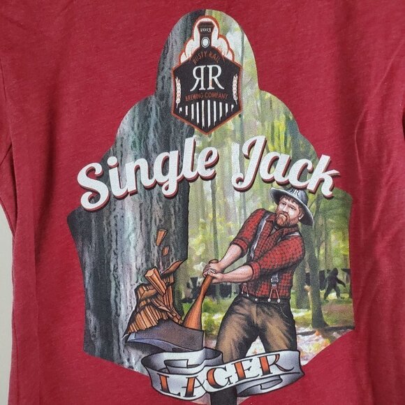 Rusty Rail Brewing‎ Company M Red Short Sleeve T shirt Single Jack Lager graphic - Picture 6 of 6